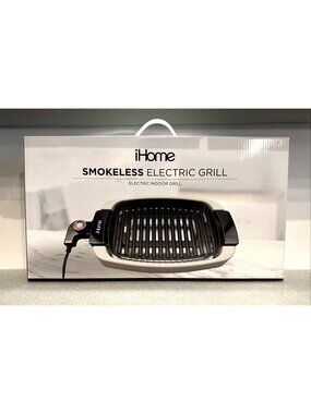 iHome Smokeless Indoor Non-Stick Electric Grill 1200W Temperature Dial Even Heat